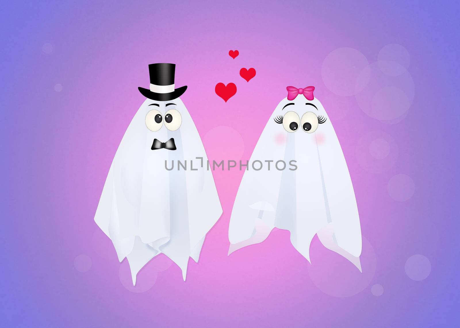 illustration of ghosts couple