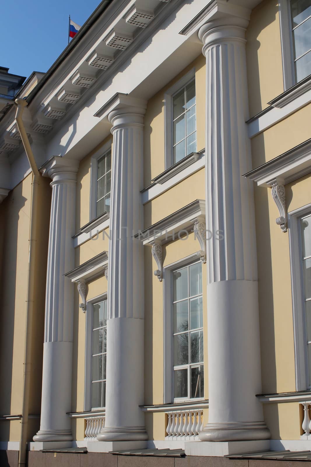 Palace facade with columns in the classical style