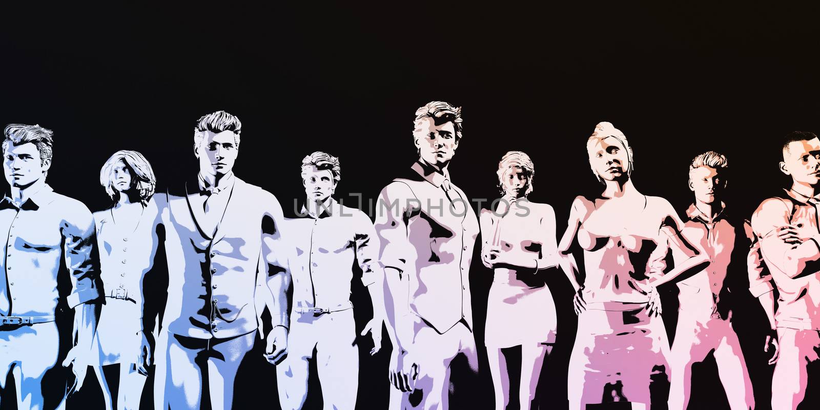 Group of Business People Standing and Looking at You