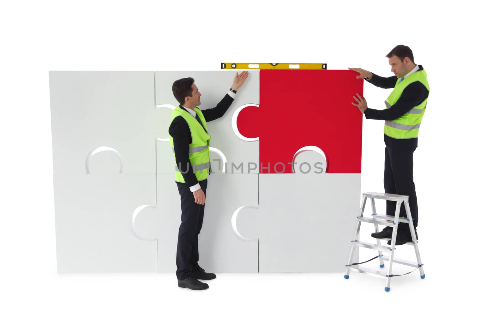 Workers assembling puzzle by ALotOfPeople