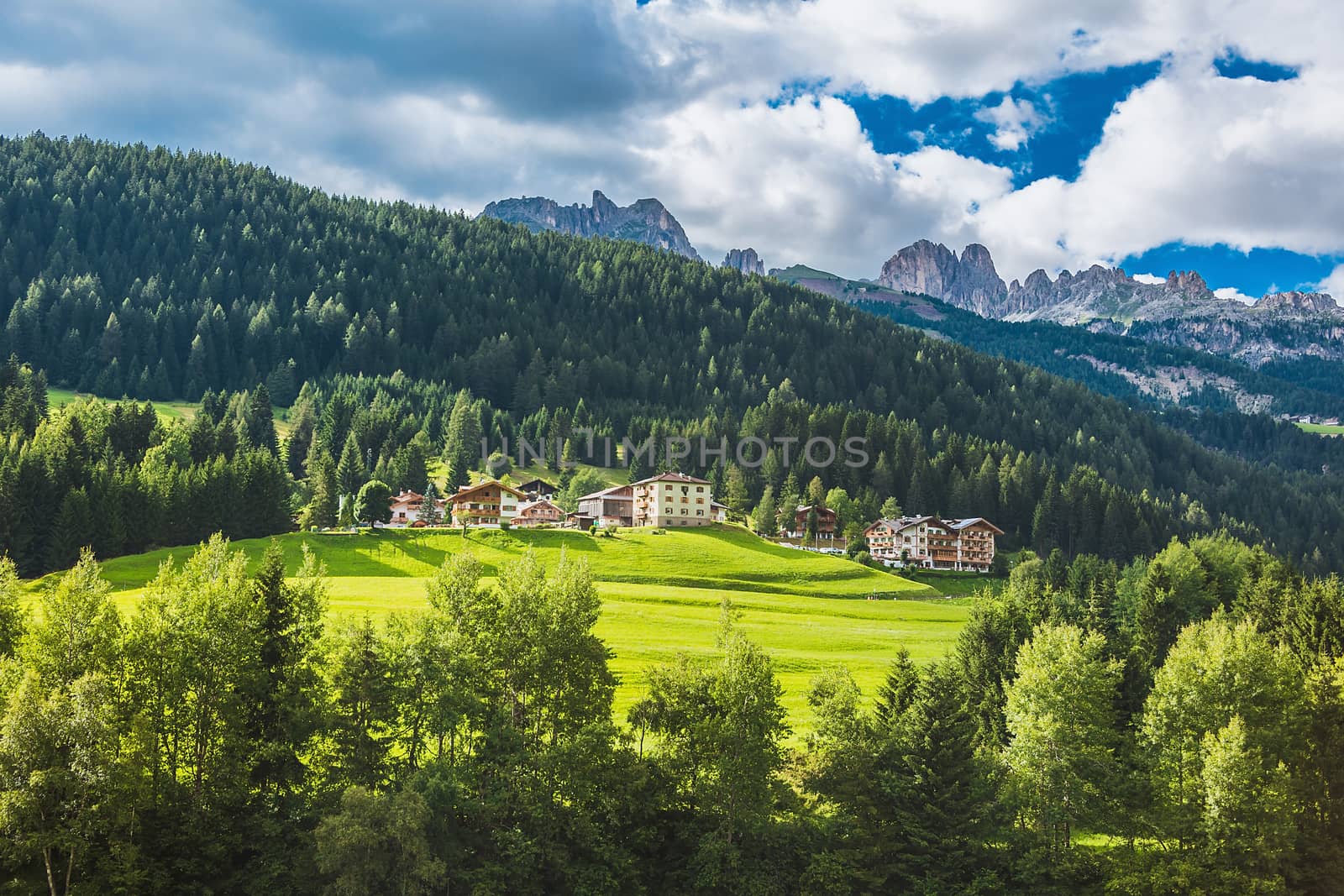 picturesque village landscape in the Alps Italy