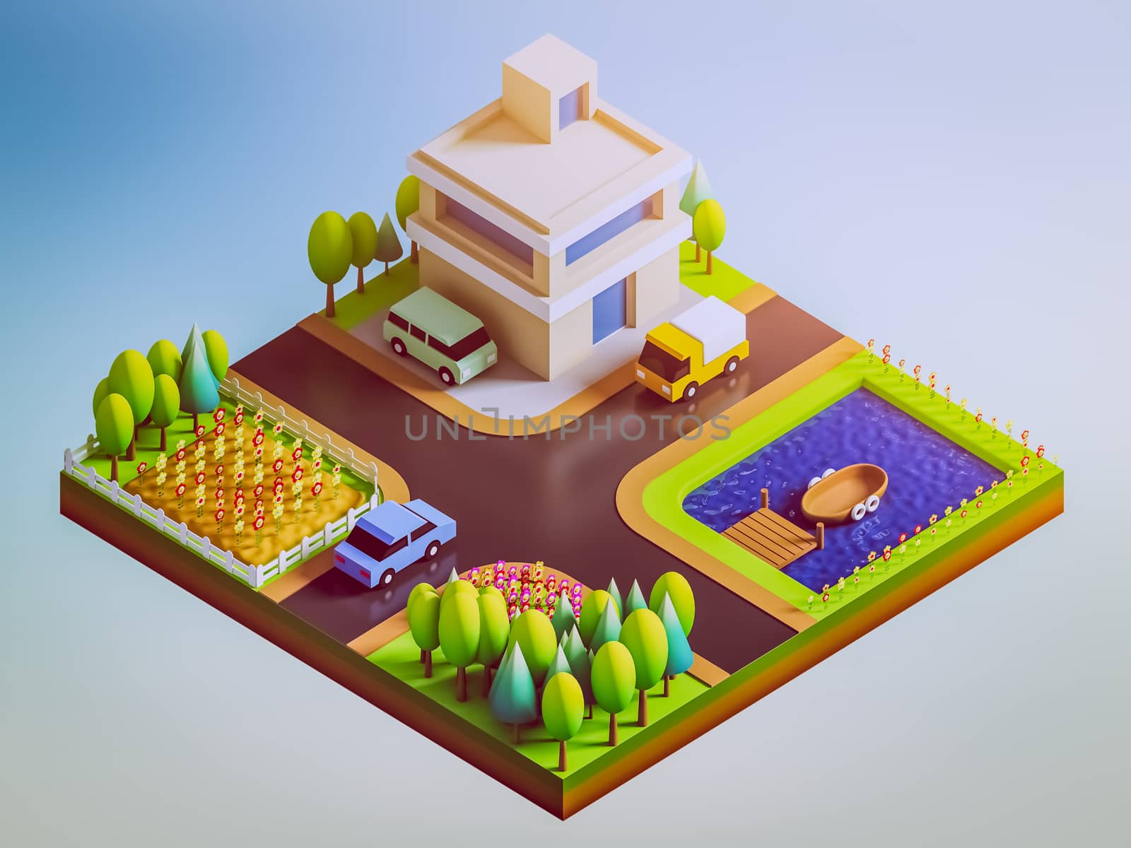 green earth concept in isometric view, isometric background