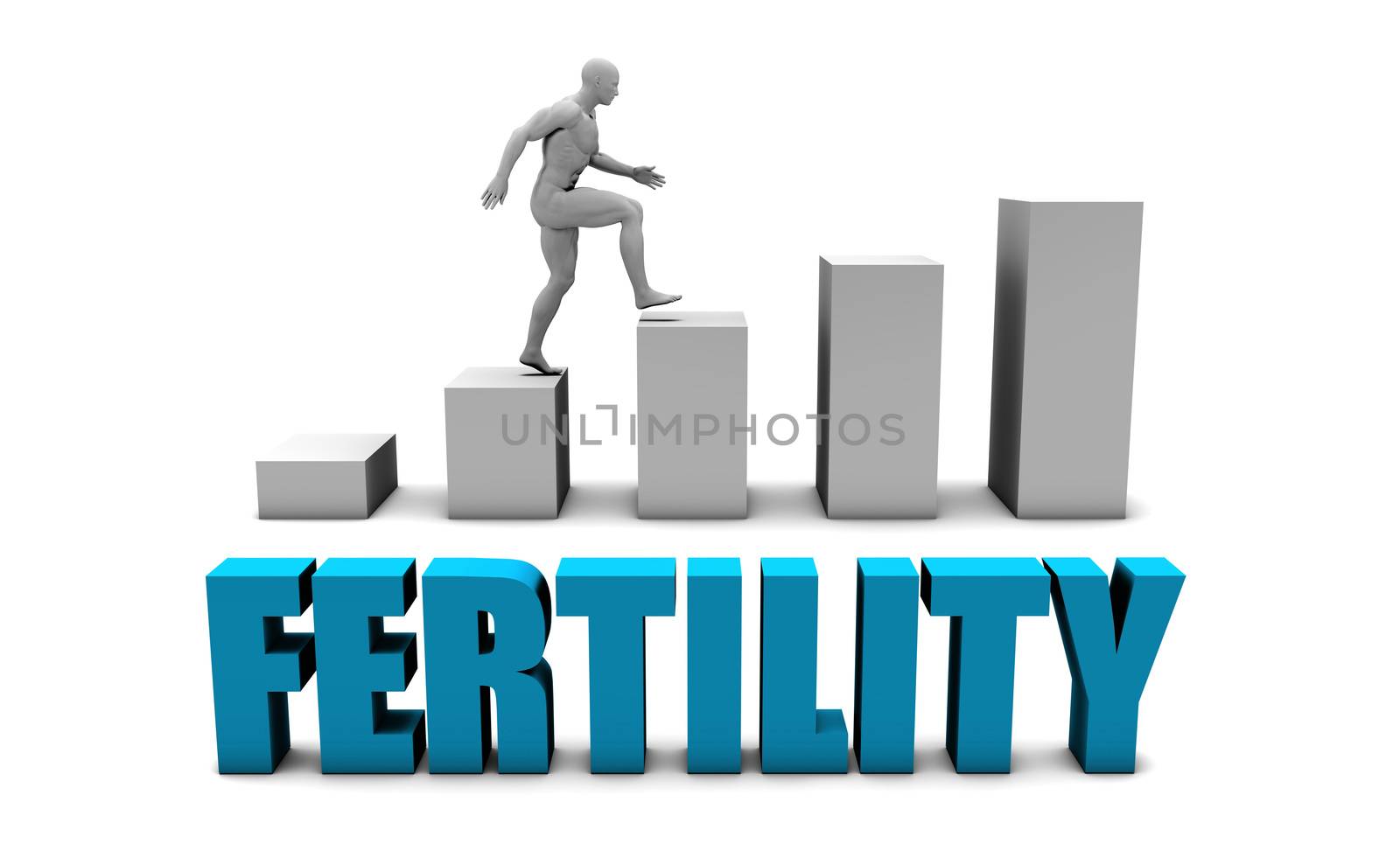 Fertility 3D Concept  in Blue with Bar Chart Graph