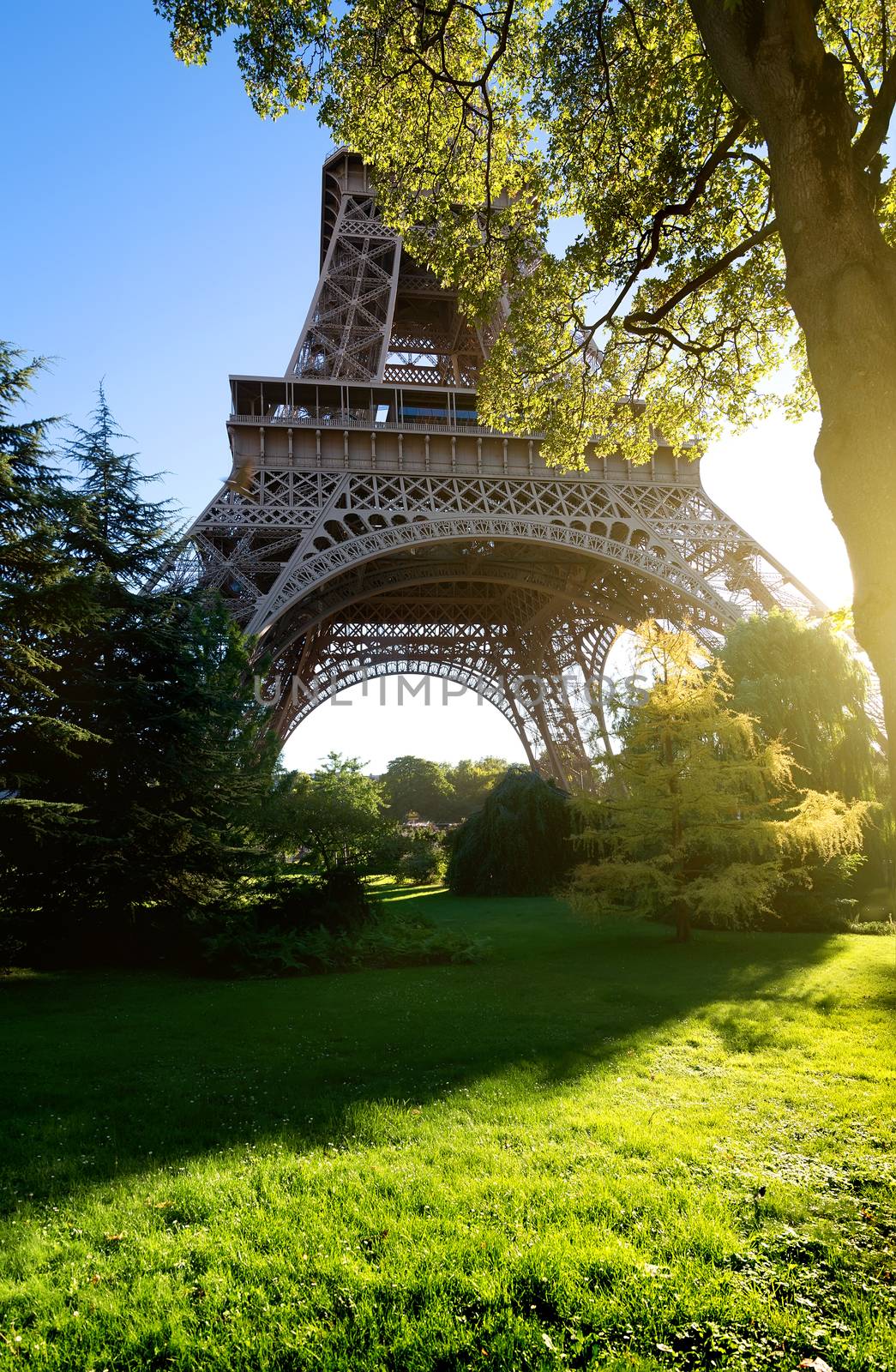 Great Eiffel tower in Paris and landscape