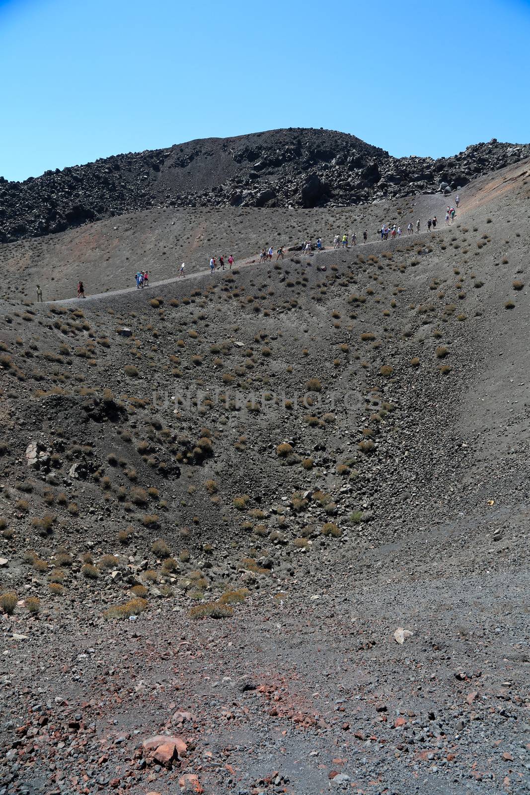 The volcanic island Nea Kameni in Santorini, Greece 