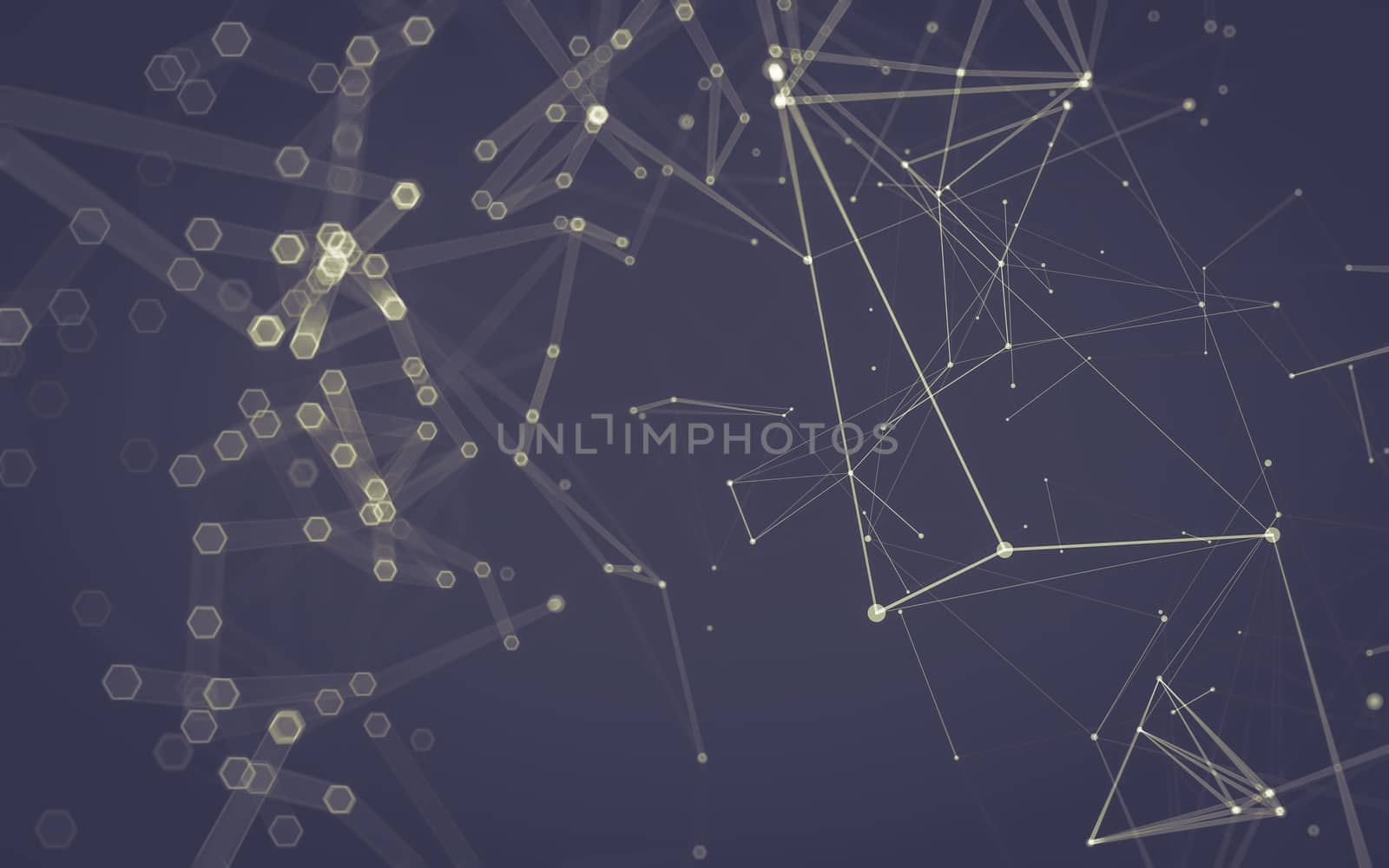 Abstract polygonal space low poly dark background with connecting dots and lines. Connection structure. 3d rendering