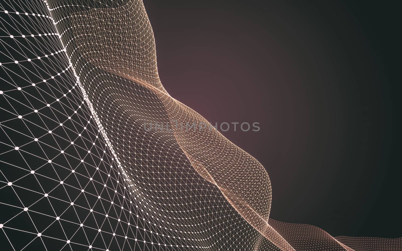 Abstract polygonal space low poly dark background with connecting dots and lines. Connection structure. 3d rendering