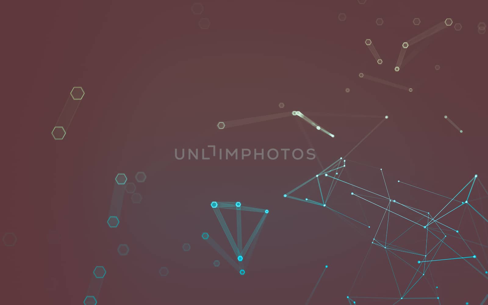 Abstract polygonal space low poly dark background with connecting dots and lines. Connection structure. 3d rendering