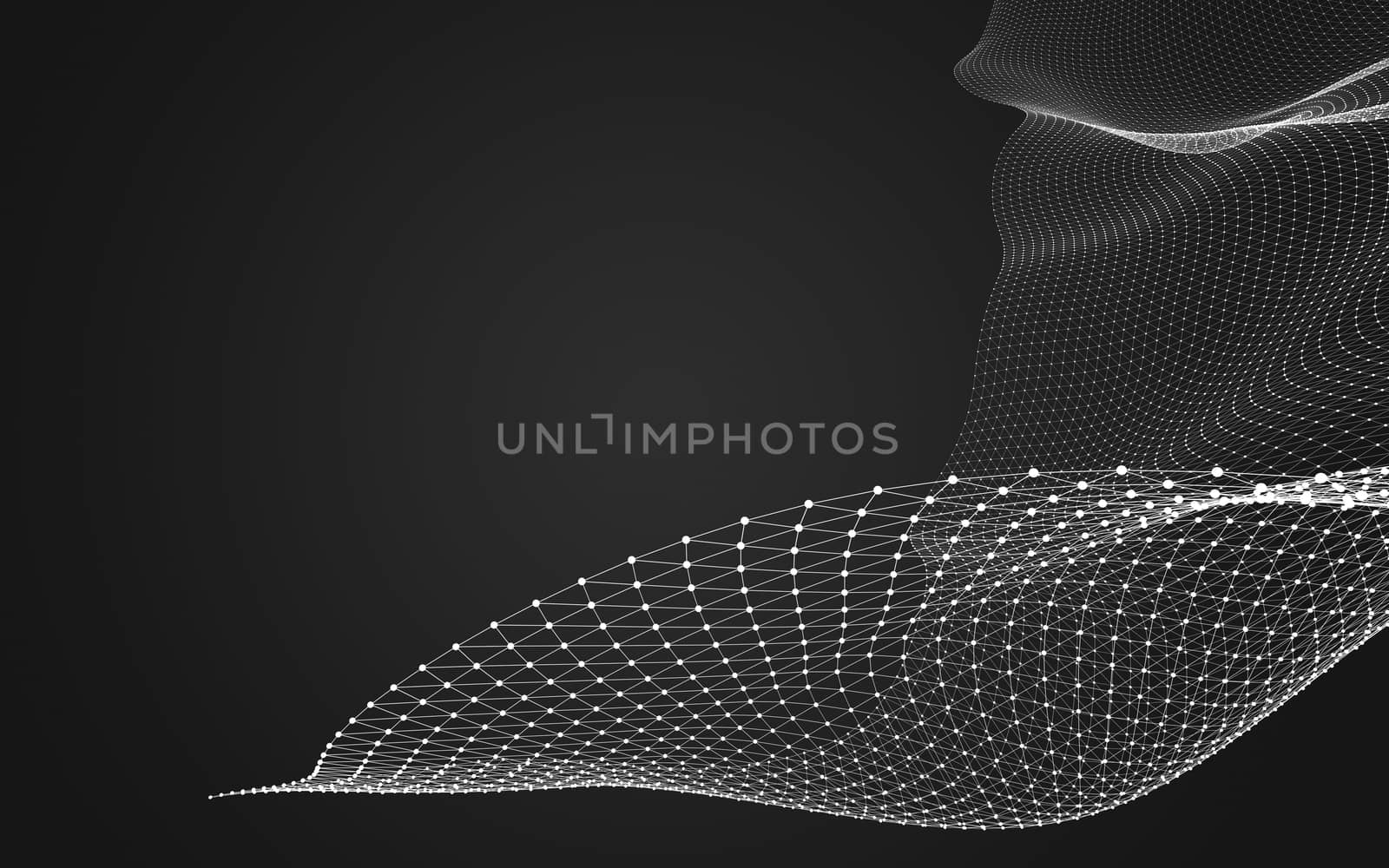 Abstract polygonal space low poly dark background with connecting dots and lines. Connection structure. 3d rendering