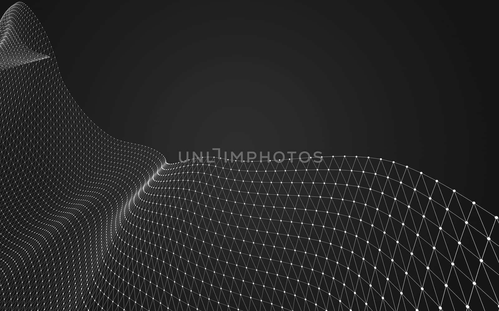 Abstract polygonal space low poly dark background with connecting dots and lines. Connection structure. 3d rendering