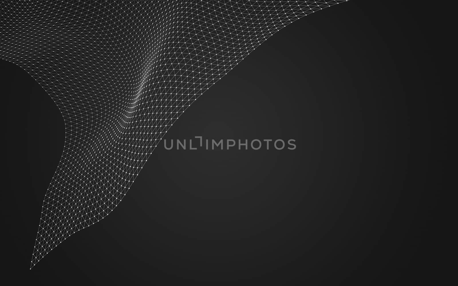 Abstract polygonal space low poly dark background with connecting dots and lines. Connection structure. 3d rendering