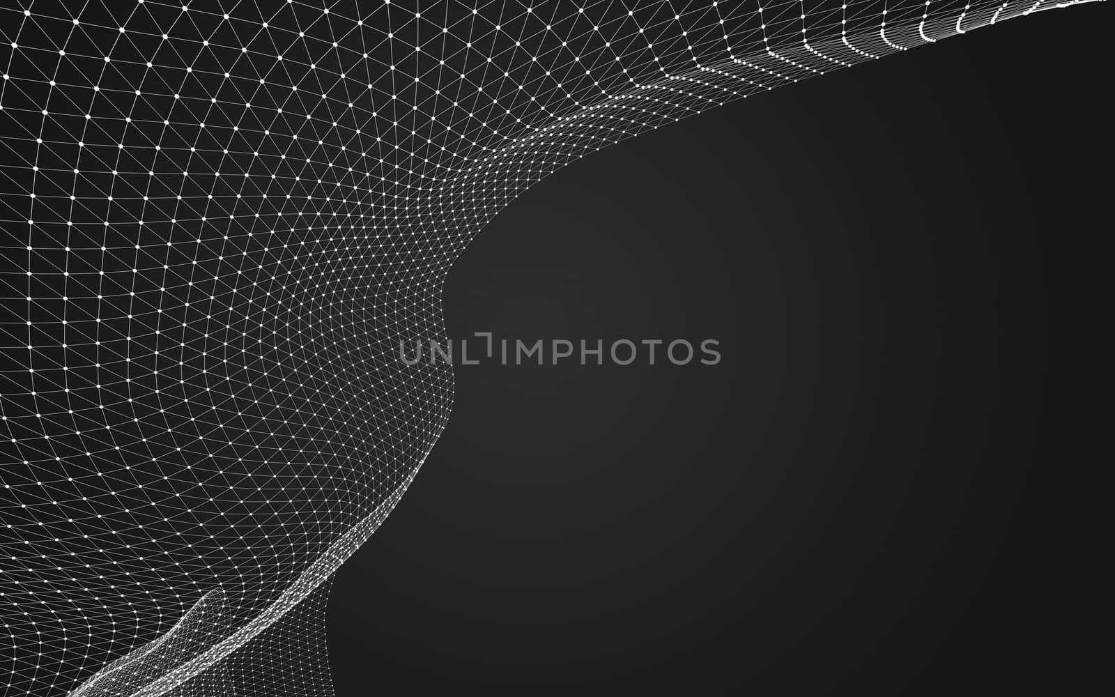 Abstract polygonal space low poly dark background with connecting dots and lines. Connection structure. 3d rendering