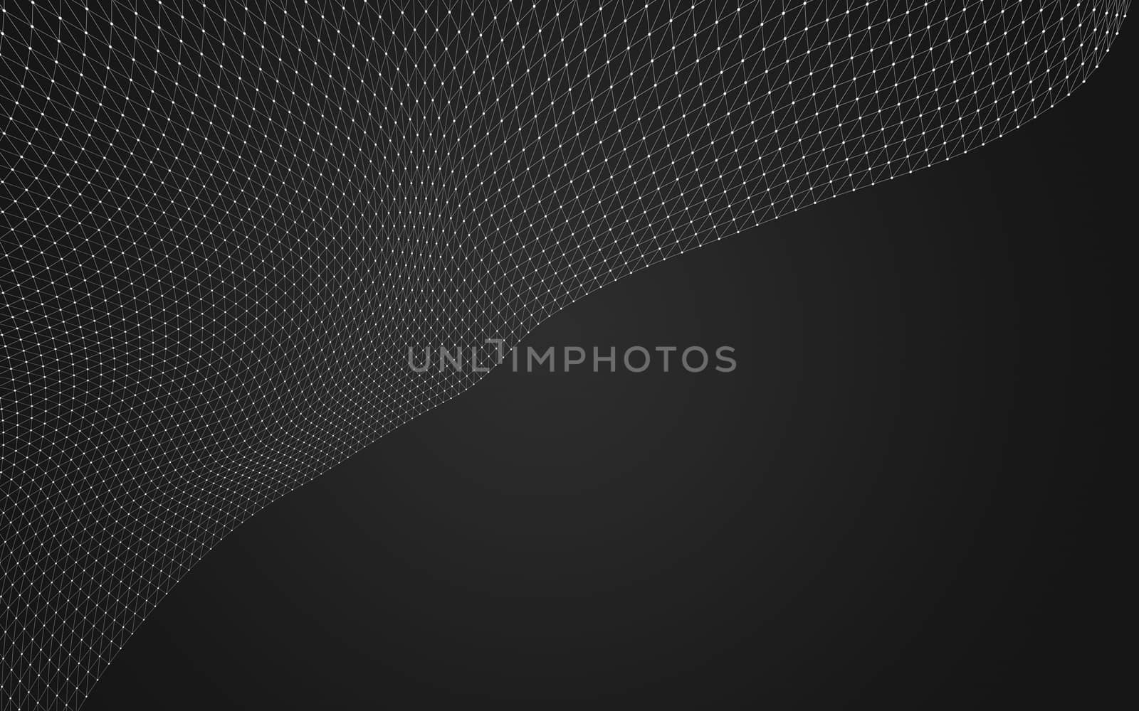 Abstract polygonal space low poly dark background with connecting dots and lines. Connection structure. 3d rendering