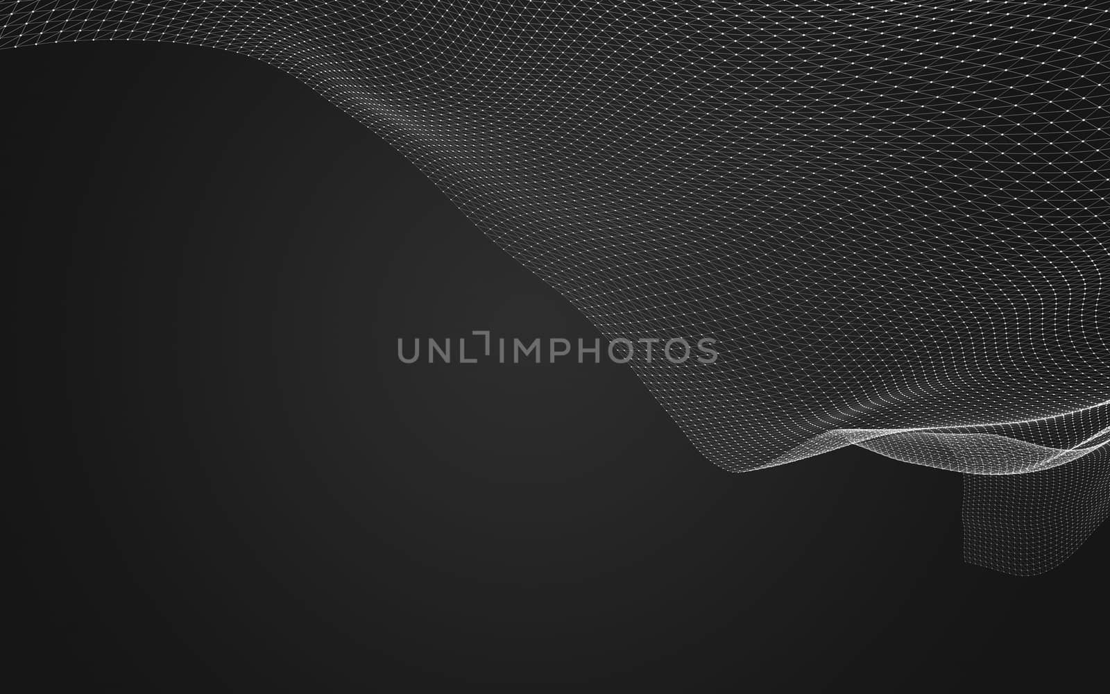 Abstract polygonal space low poly dark background with connecting dots and lines. Connection structure. 3d rendering