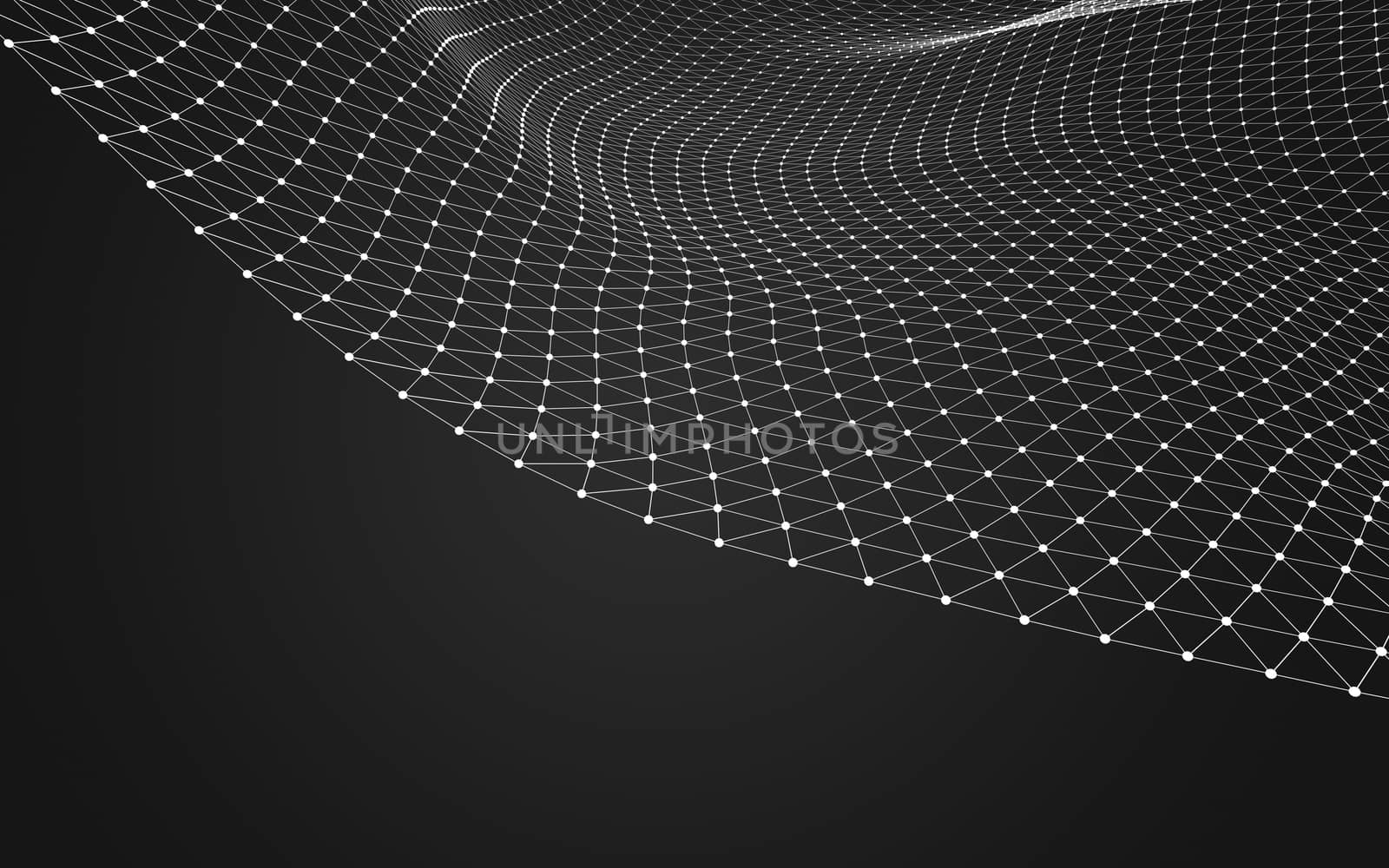 Abstract polygonal space low poly dark background with connecting dots and lines. Connection structure. 3d rendering