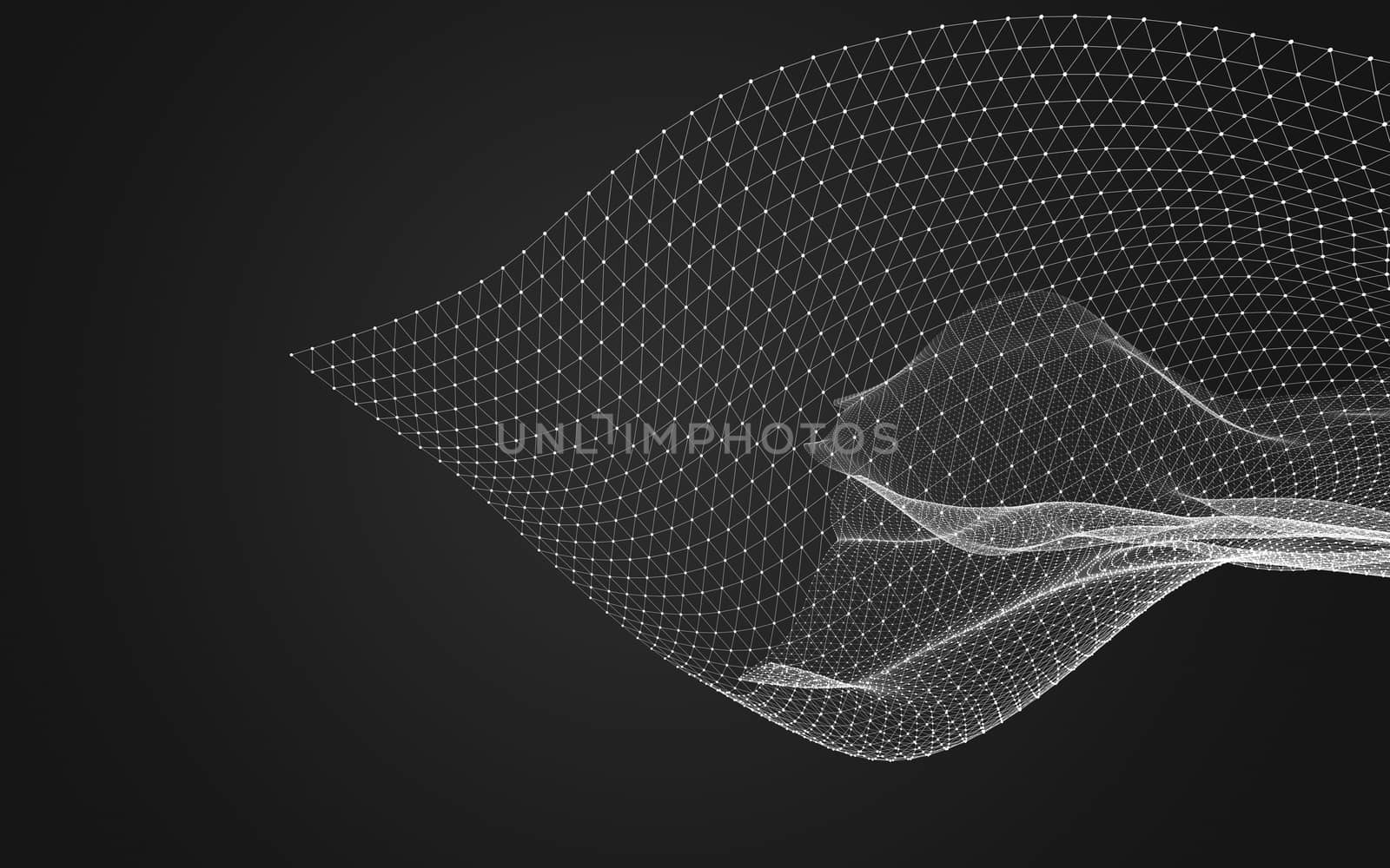 Abstract polygonal space low poly dark background with connecting dots and lines. Connection structure. 3d rendering