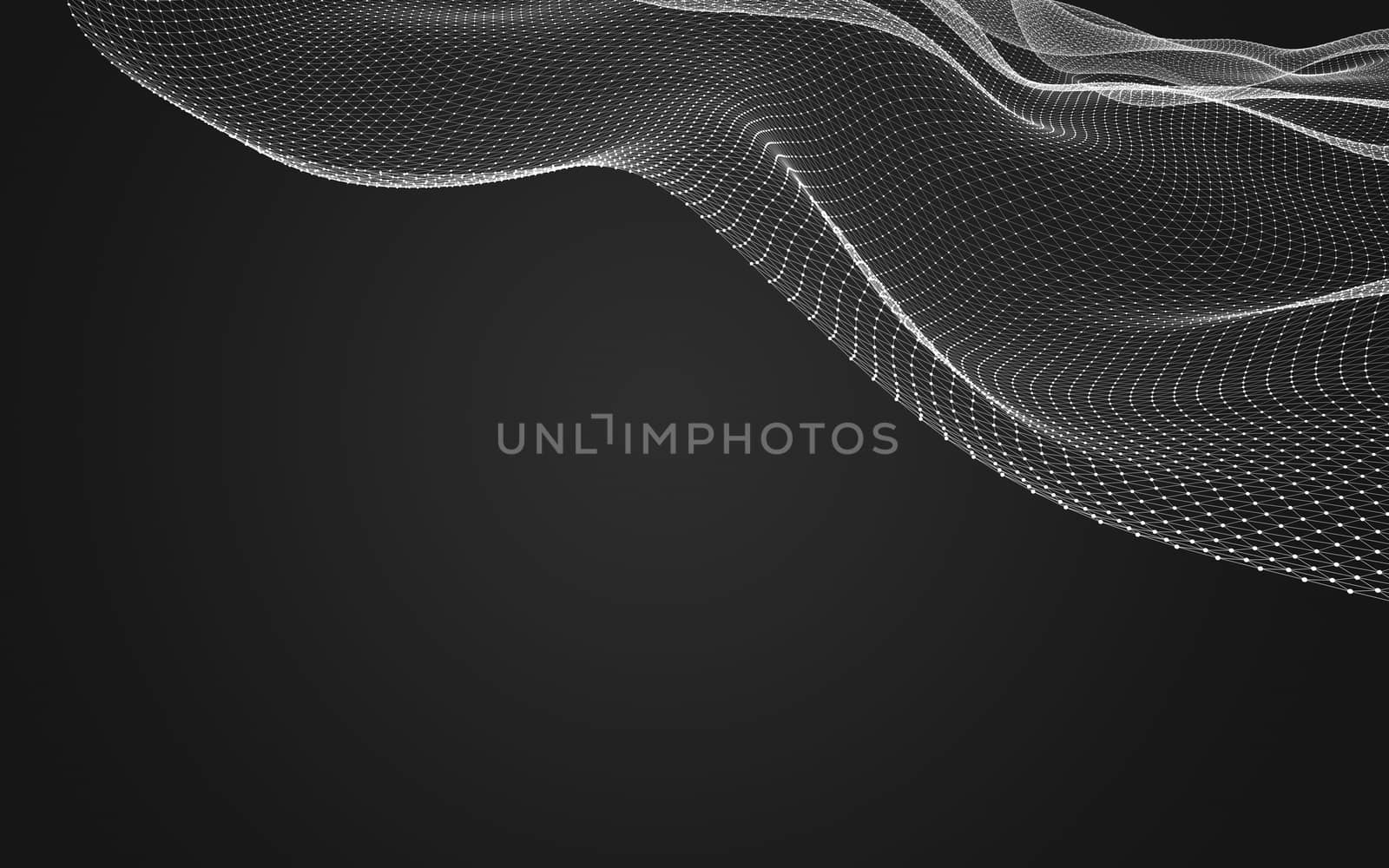 Abstract polygonal space low poly dark background with connecting dots and lines. Connection structure. 3d rendering