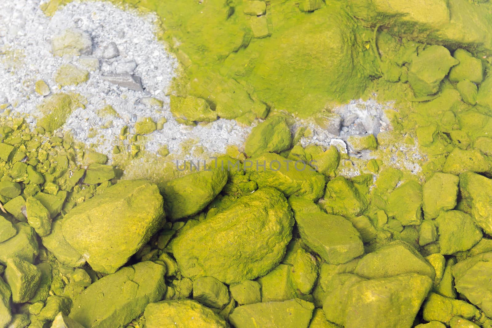 Streams of hotsprings. Selective focus.