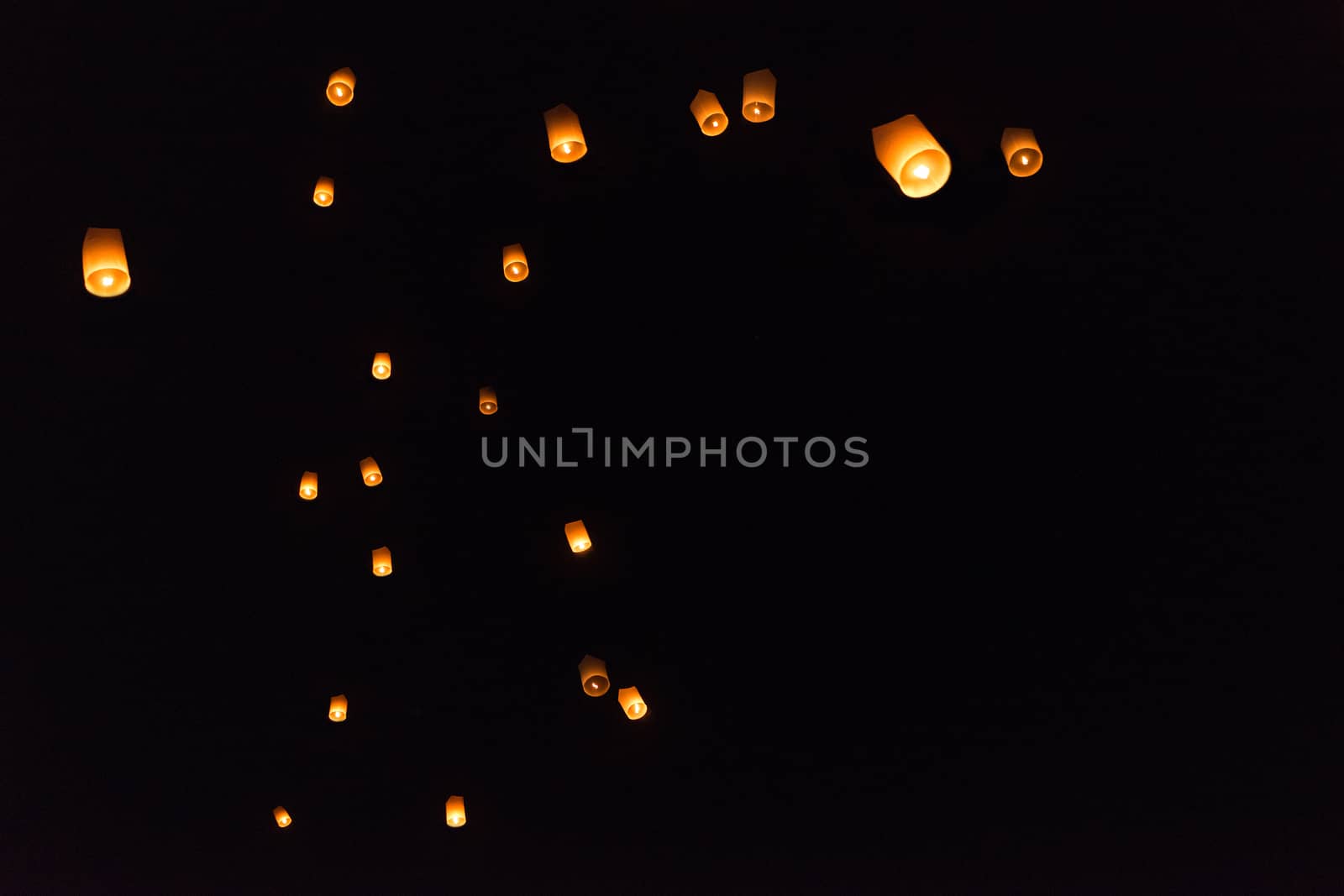 Floating lanterns.