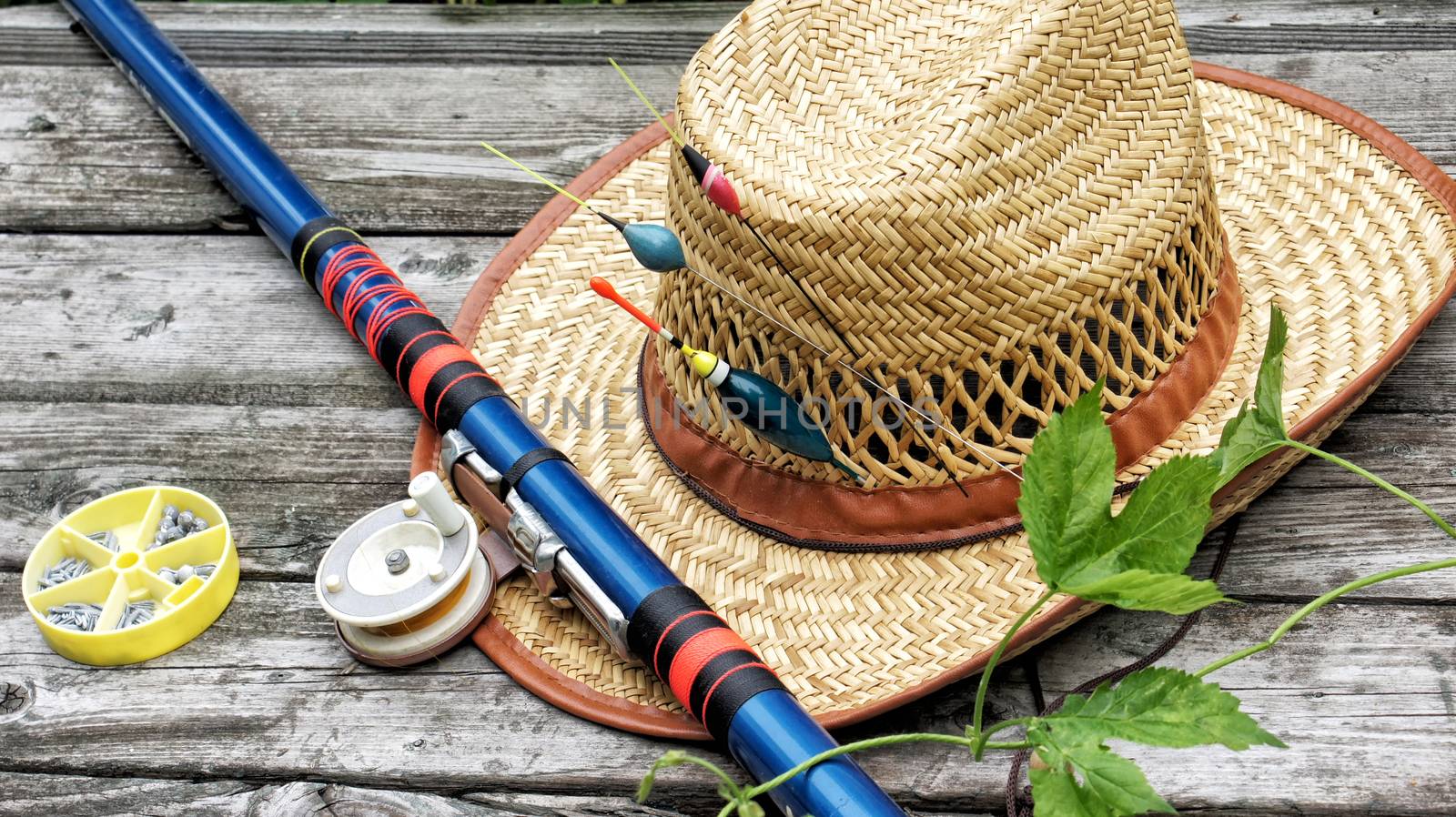 Straw Hat with rods on the boards