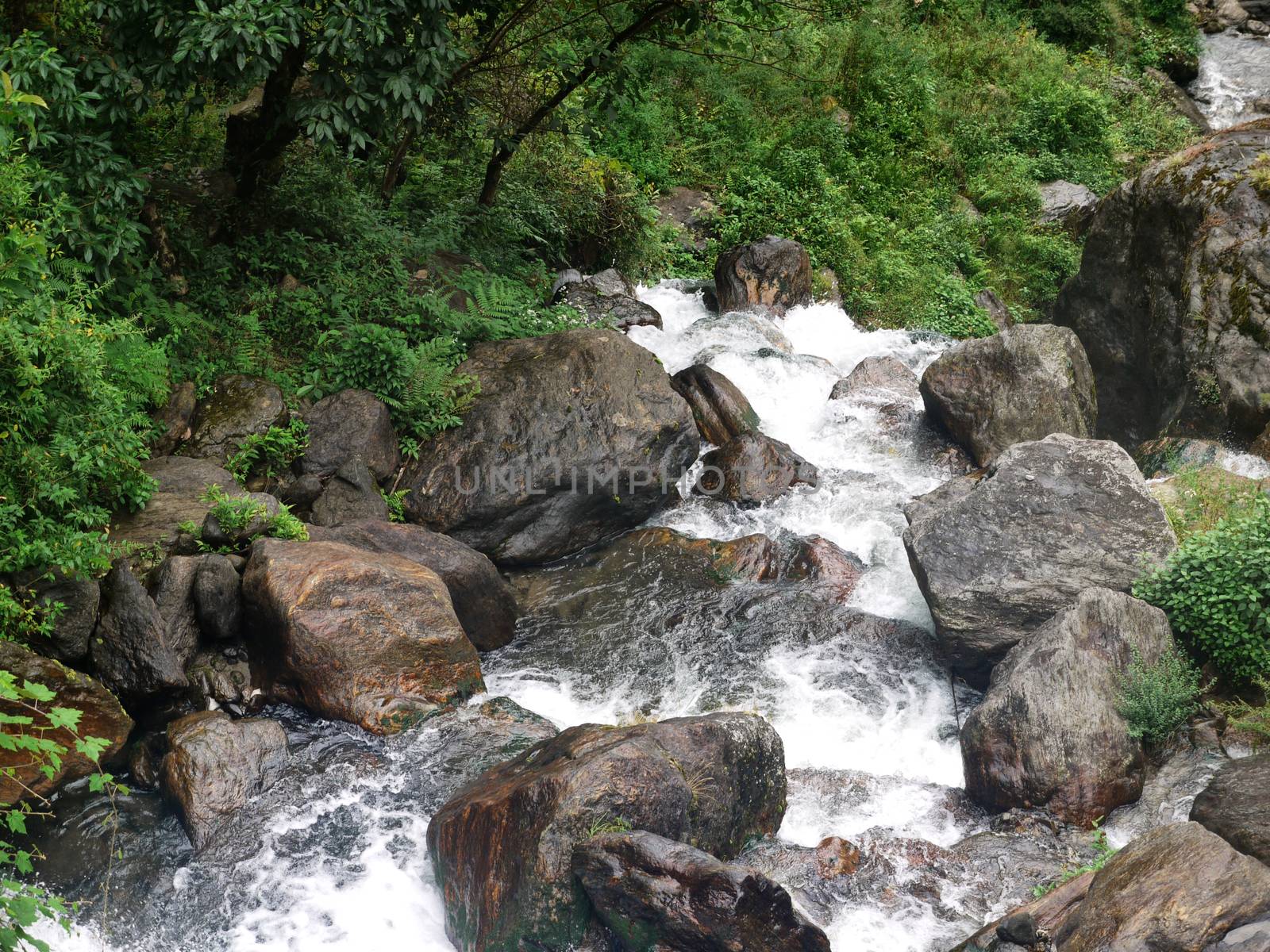 the River with rocks in Nepal the River with rocks in Nepal