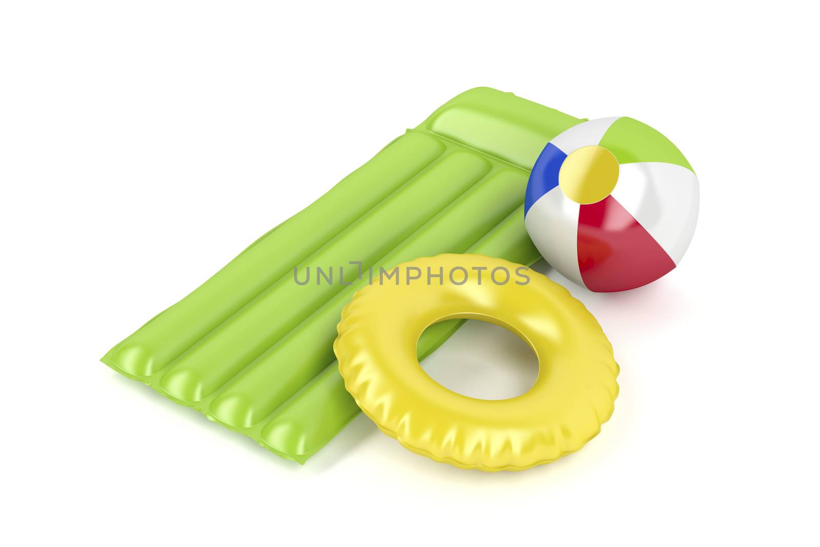 Beach ball, mattress and swim ring by magraphics