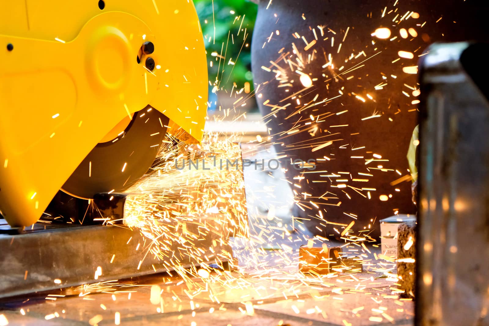 Metalworking / close up of cutting metal, Industrial Worker