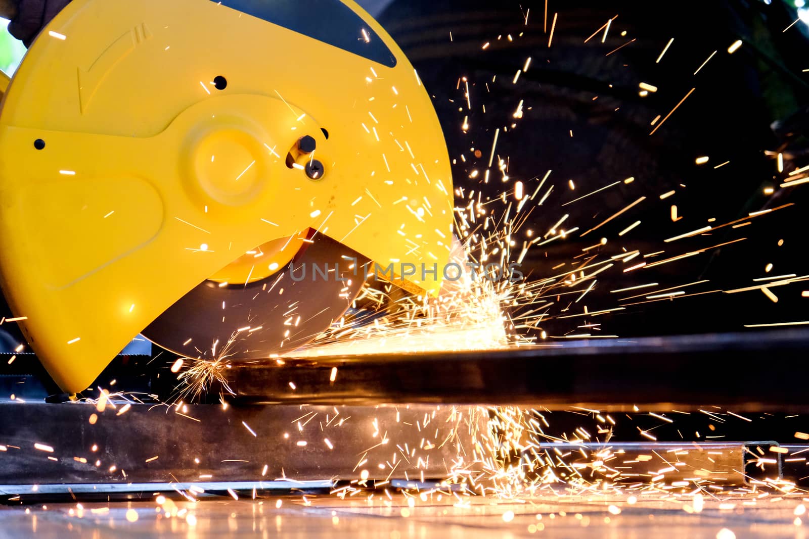 Metalworking / close up of cutting metal, Industrial Worker