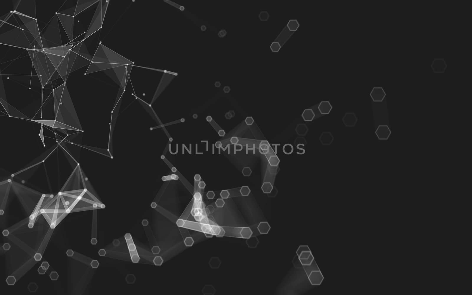 Abstract polygonal space low poly dark background with connecting dots and lines. Connection structure. 3d rendering