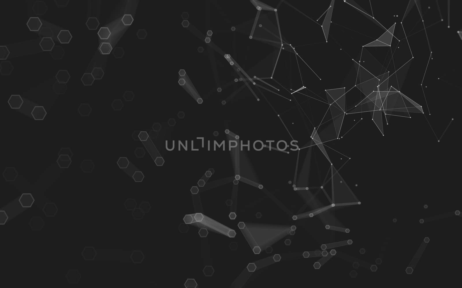 Abstract polygonal space low poly dark background with connecting dots and lines. Connection structure. 3d rendering