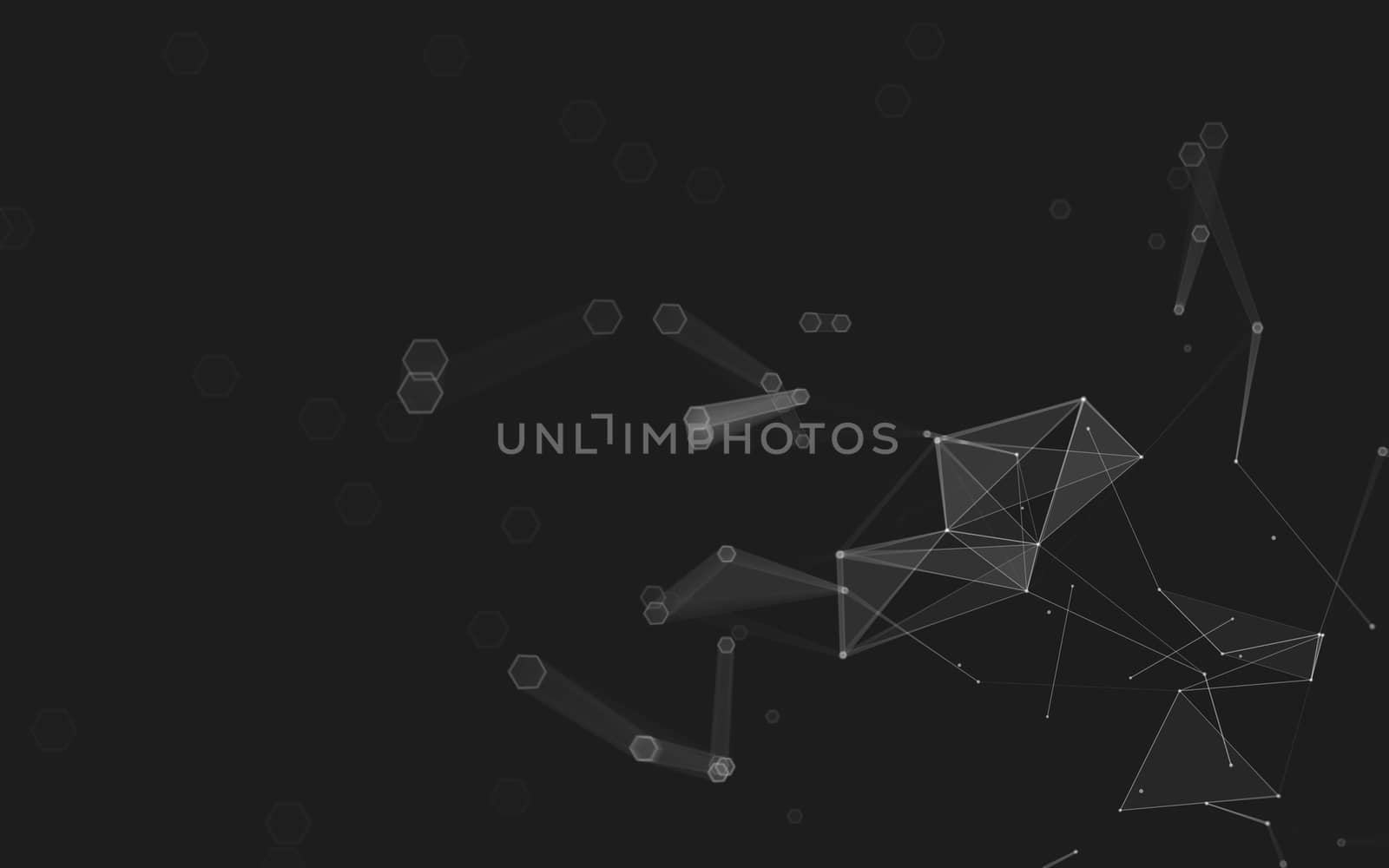 Abstract polygonal space low poly dark background with connecting dots and lines. Connection structure. 3d rendering