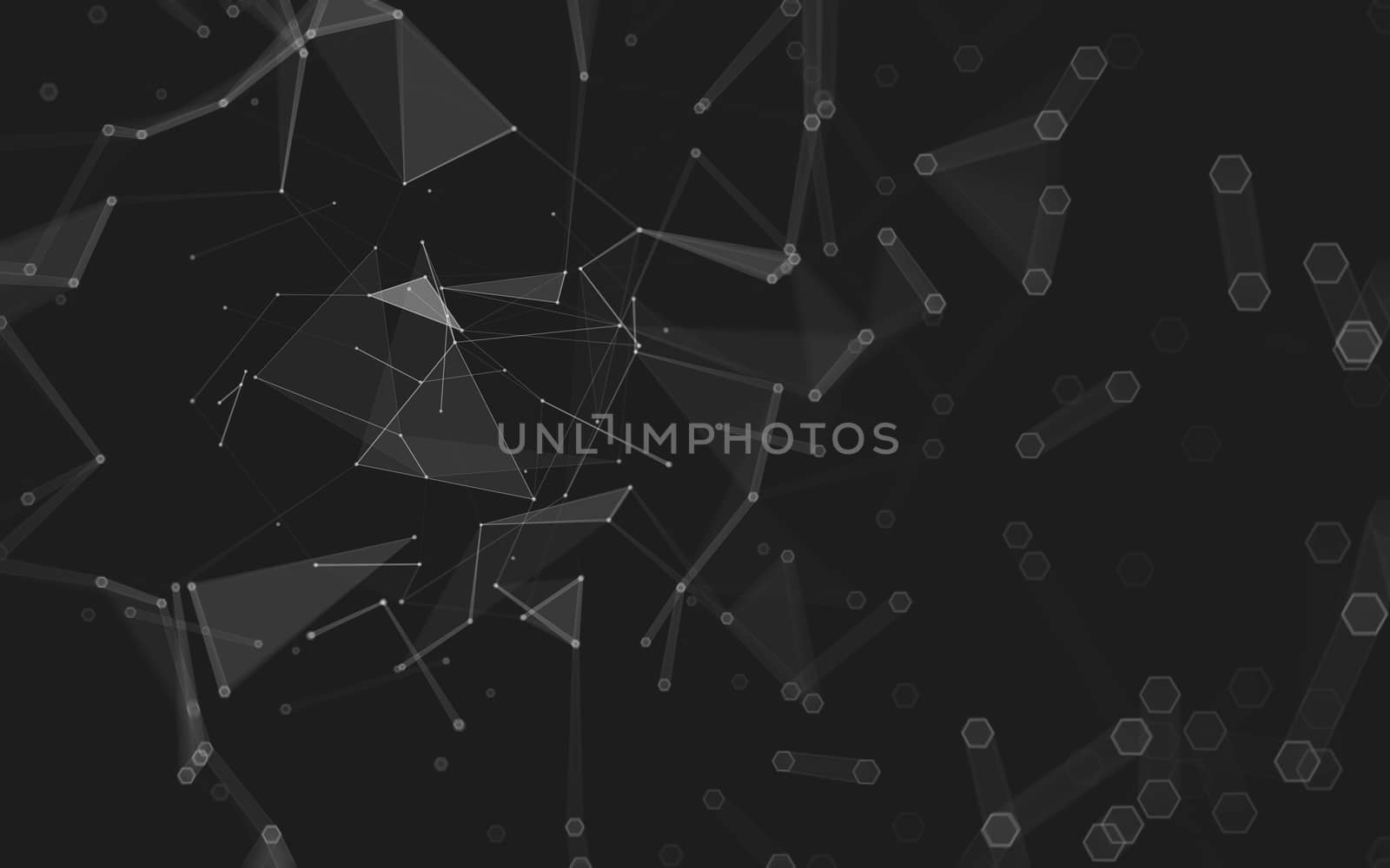 Abstract polygonal space low poly dark background with connecting dots and lines. Connection structure. 3d rendering