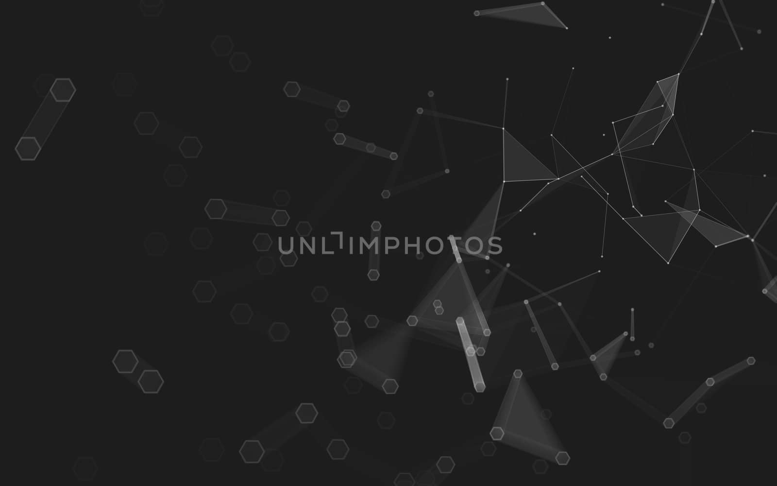 Abstract polygonal space low poly dark background with connecting dots and lines. Connection structure. 3d rendering