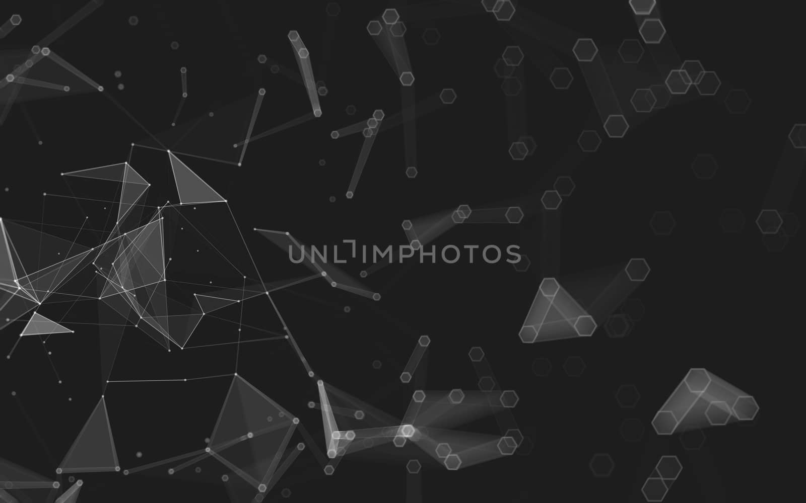 Abstract polygonal space low poly dark background with connecting dots and lines. Connection structure. 3d rendering