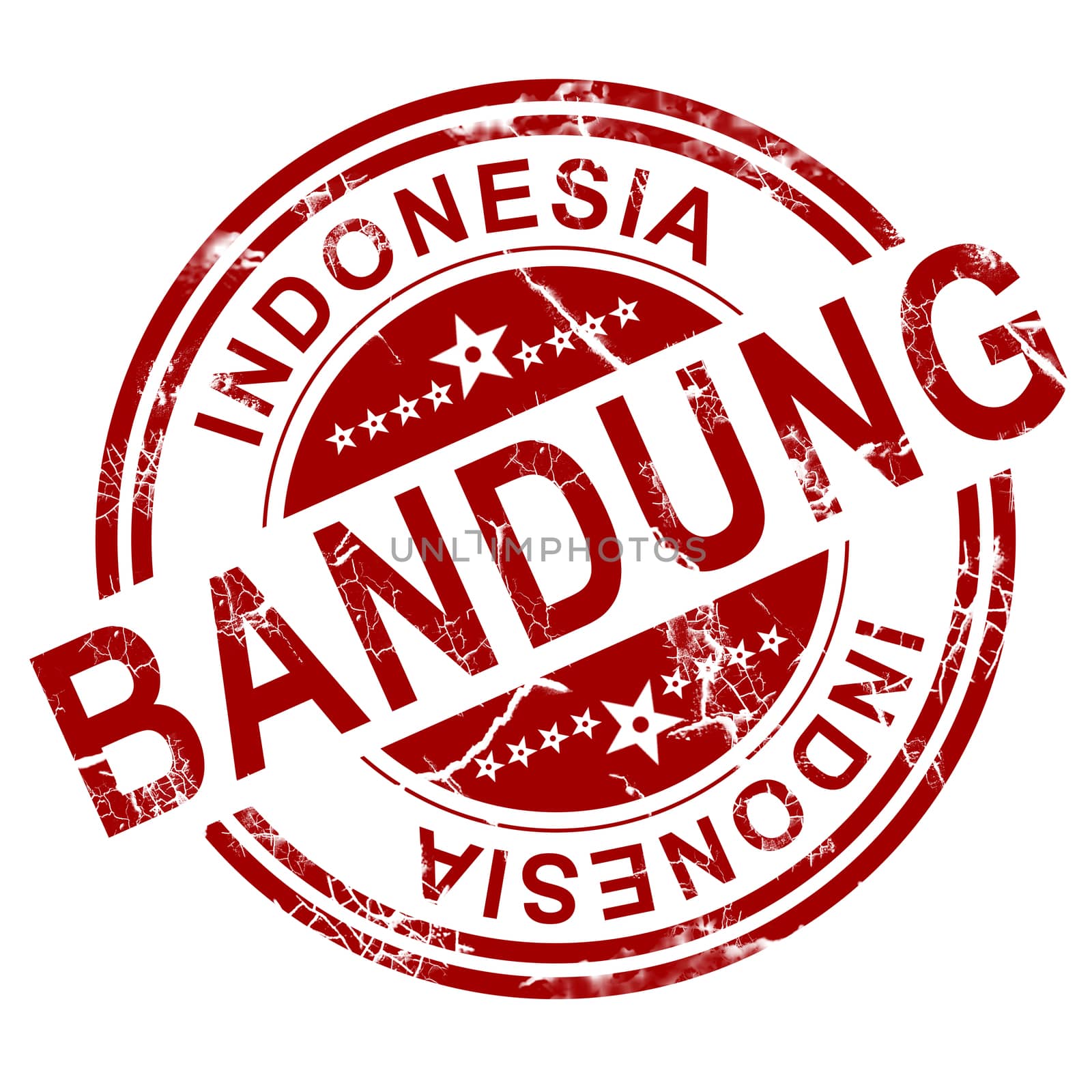 Red Bandung stamp with white background, 3D rendering