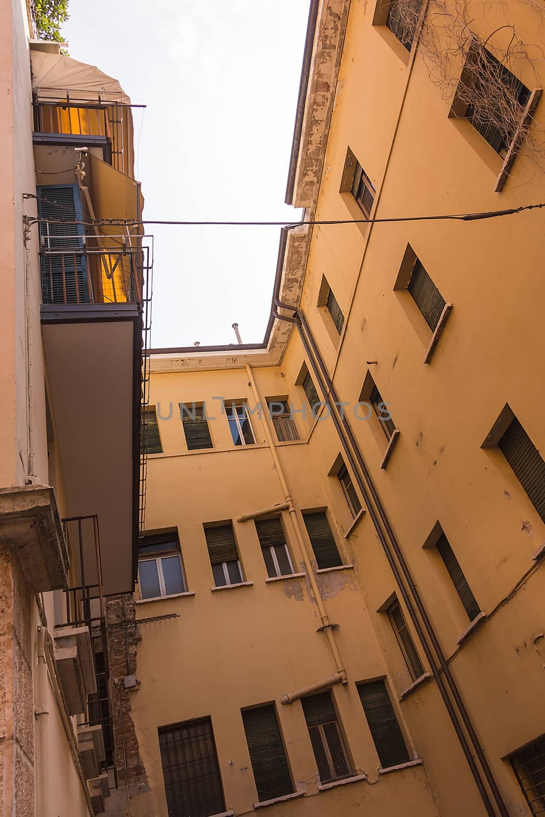 exterior of an old building windows and balcony