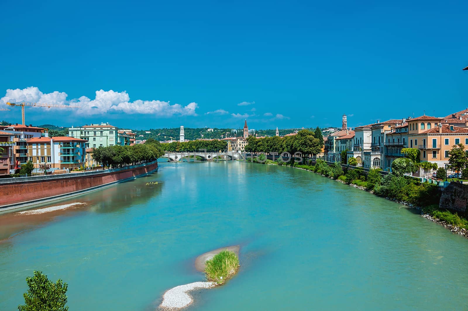 Embankment of river Adige in Verona, Italy