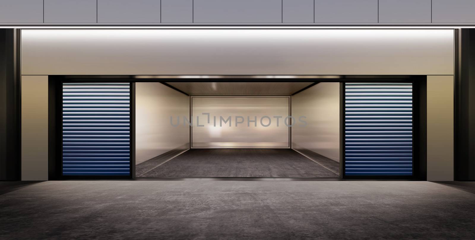 modern empty parking on street of city at night time