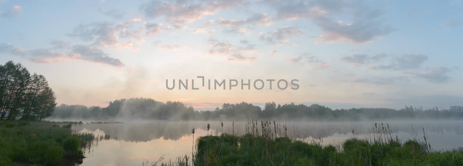 blue lake with cloudy sky, nature series