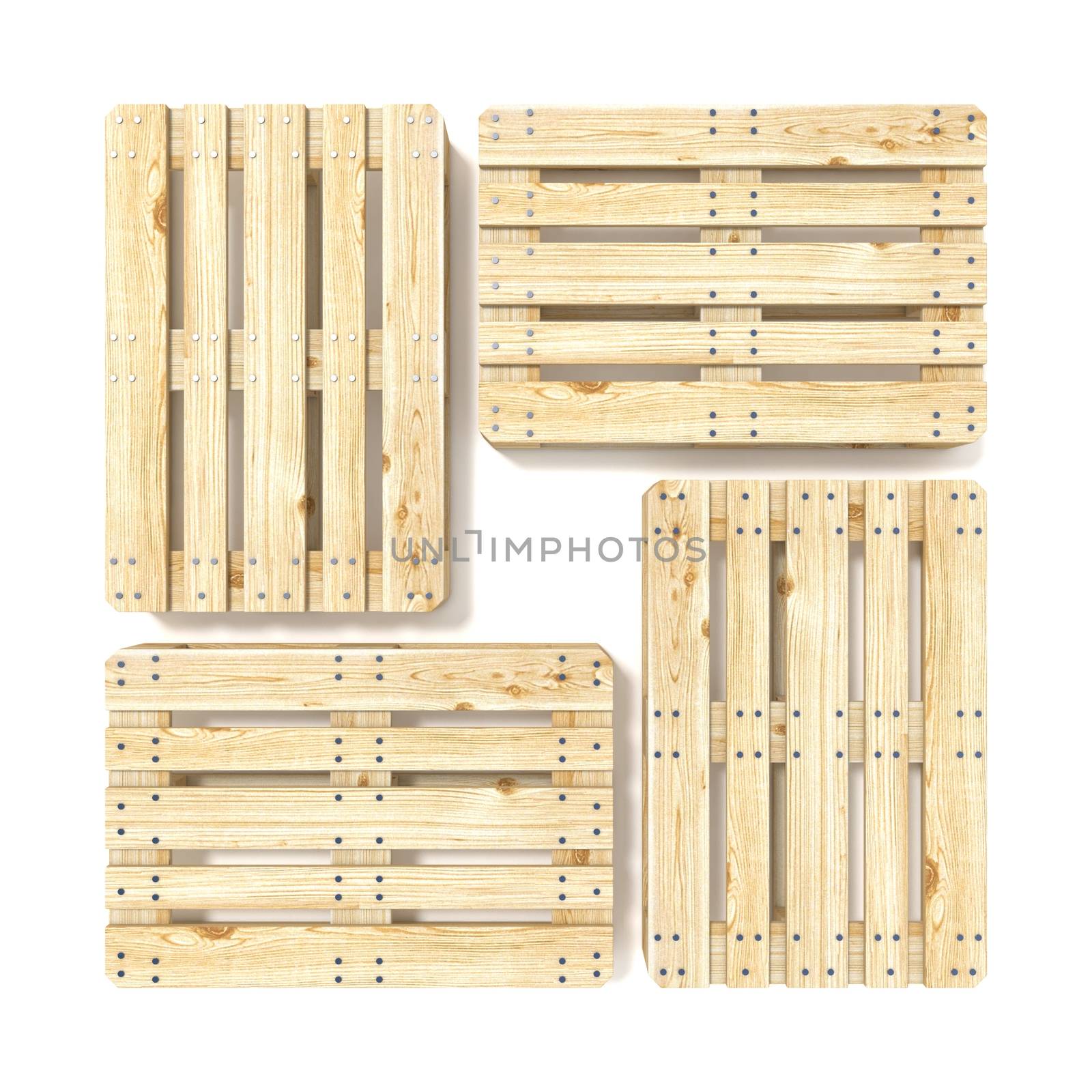 Wooden Euro pallets. Top view. 3D by djmilic