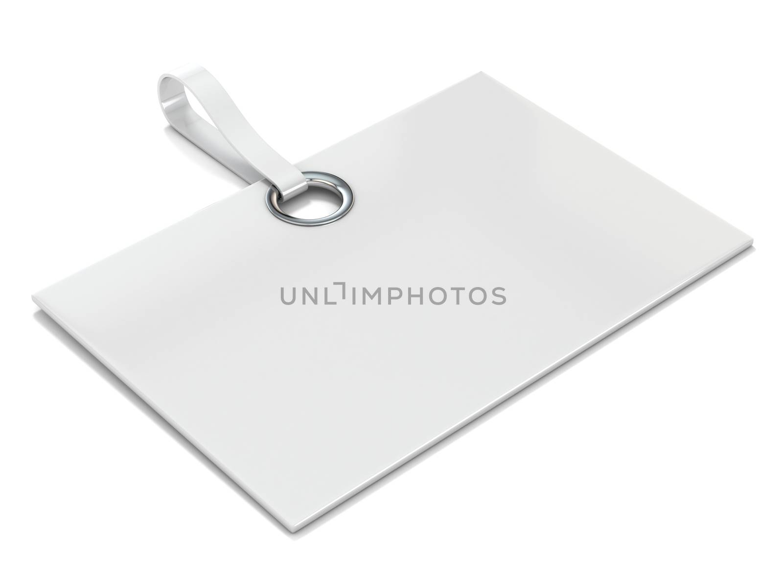 White plastic label. 3D render illustration isolated on white background