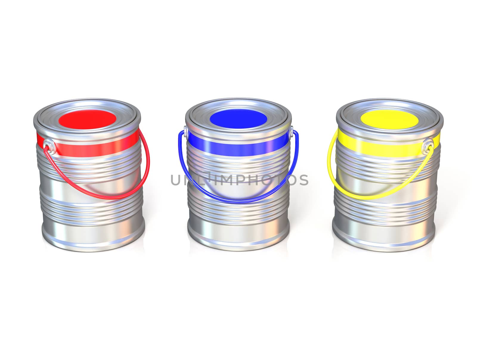 Metal tin cans with basic colors (red, blue and green) paint by djmilic