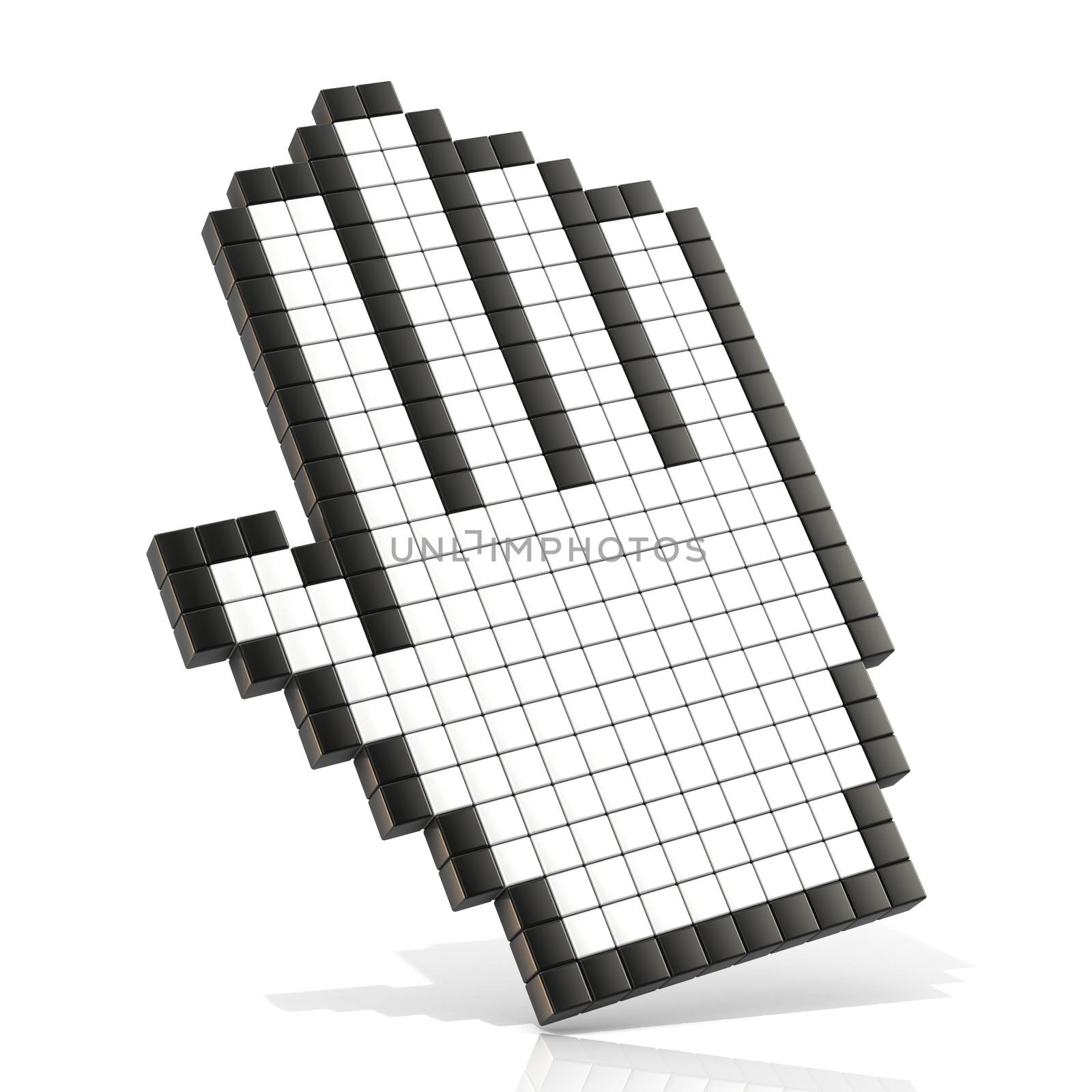 Cursor open hand. 3D render illustration of pan hand isolated on white background