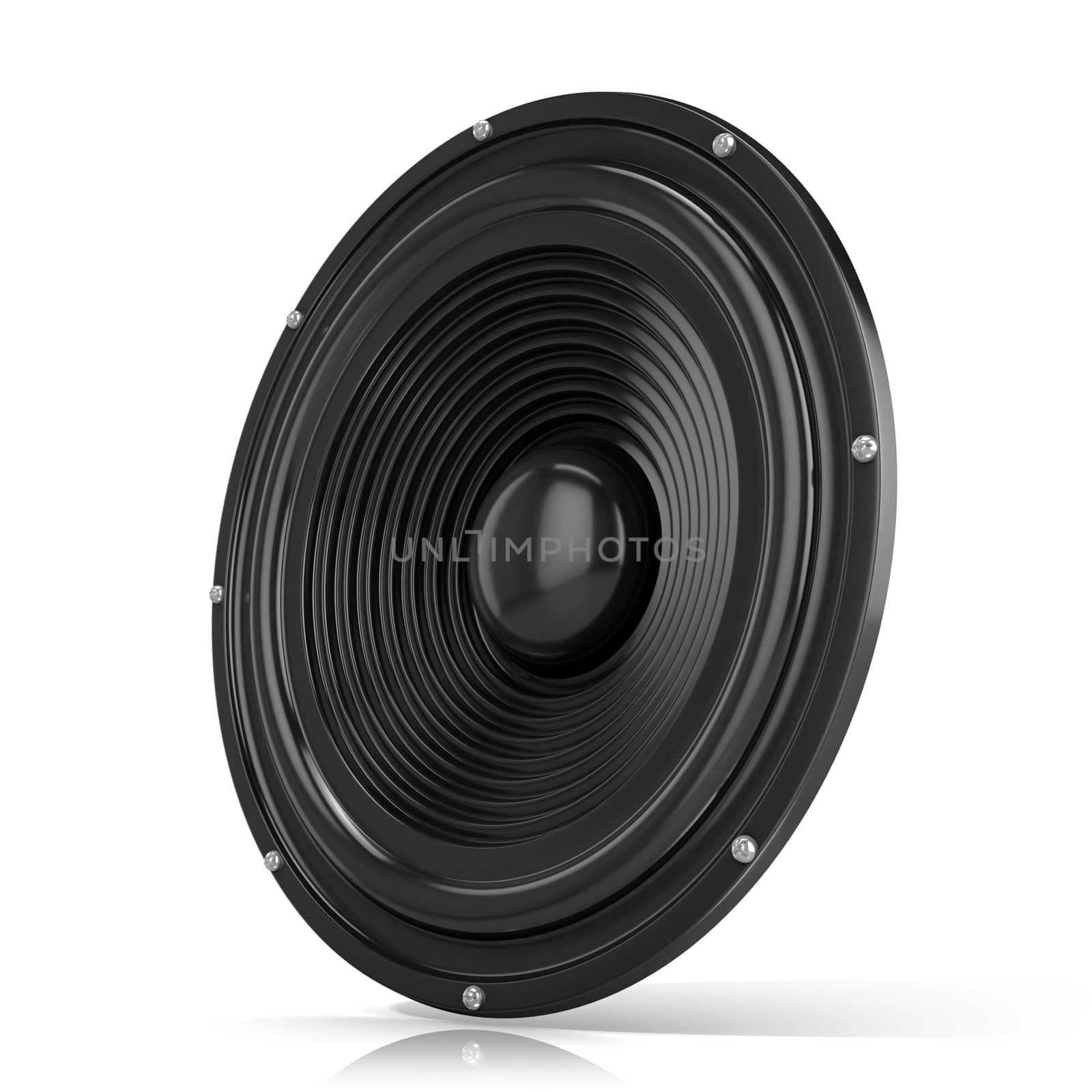 3D render illustration of loudspeaker. Side view by djmilic