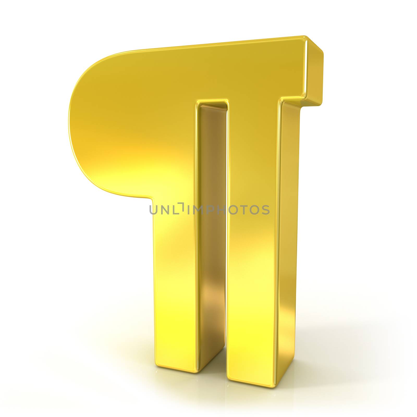 Pilcrow 3D golden sign isolated on white background