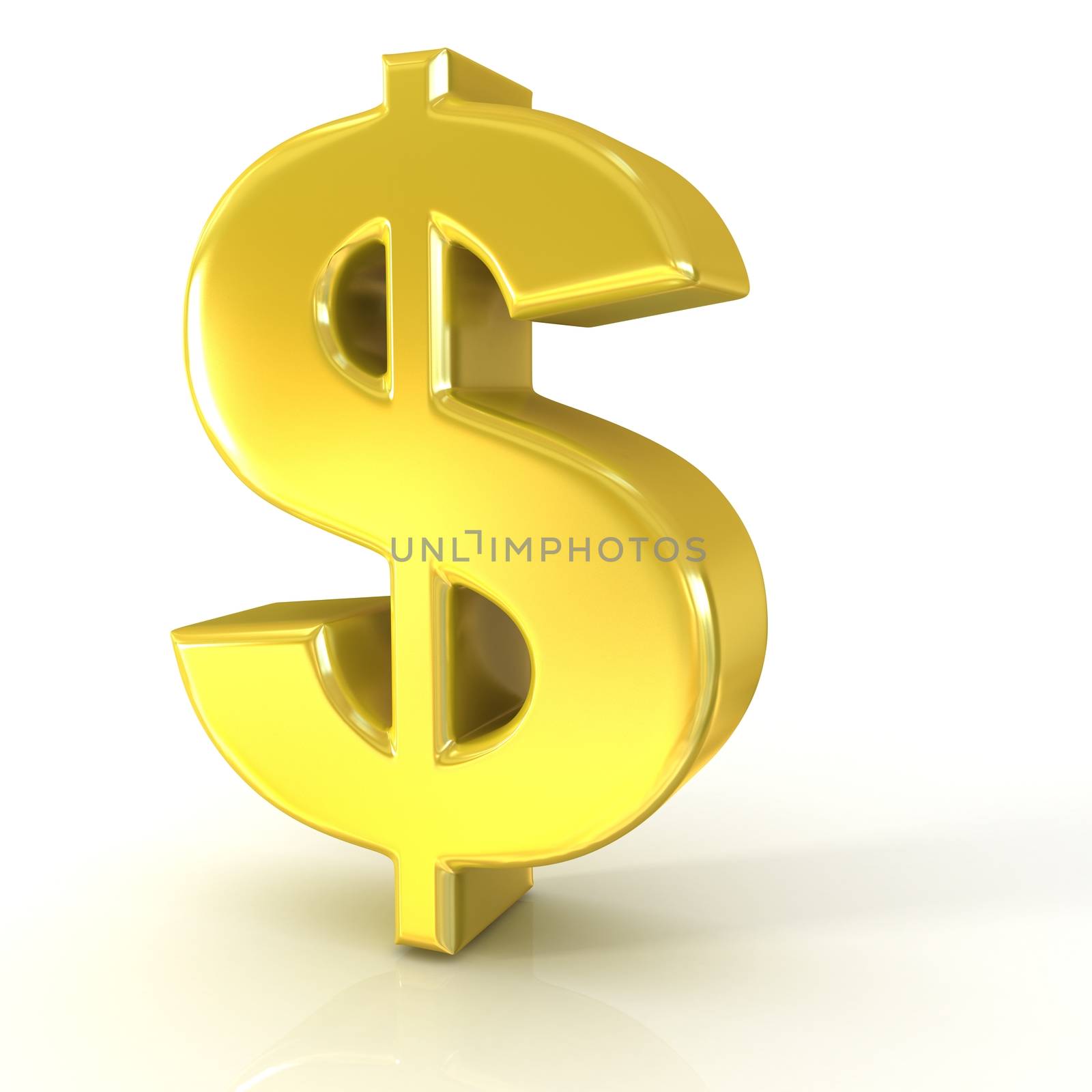 Dollar 3D golden sign isolated on white background
