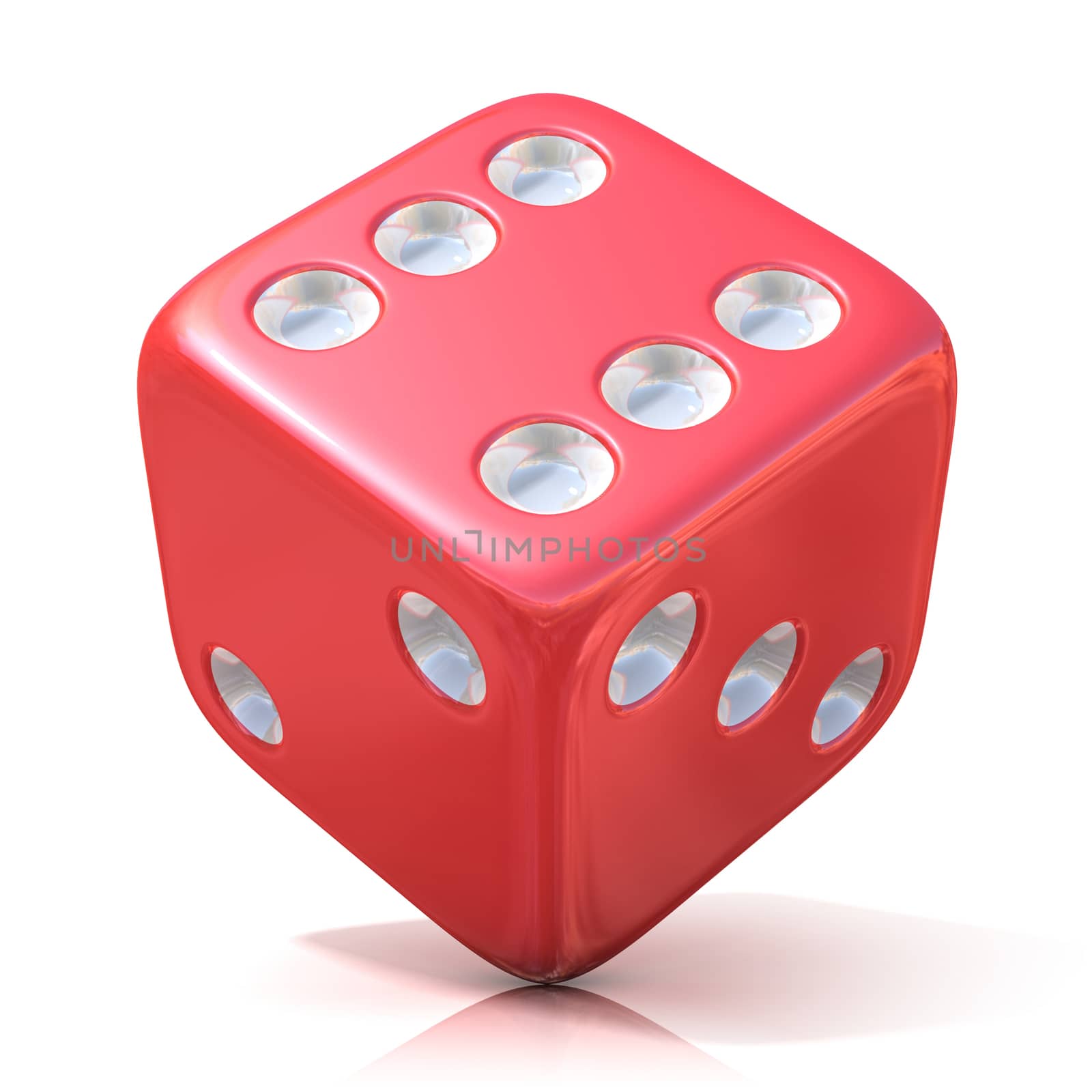 Red game dice isolated on white background