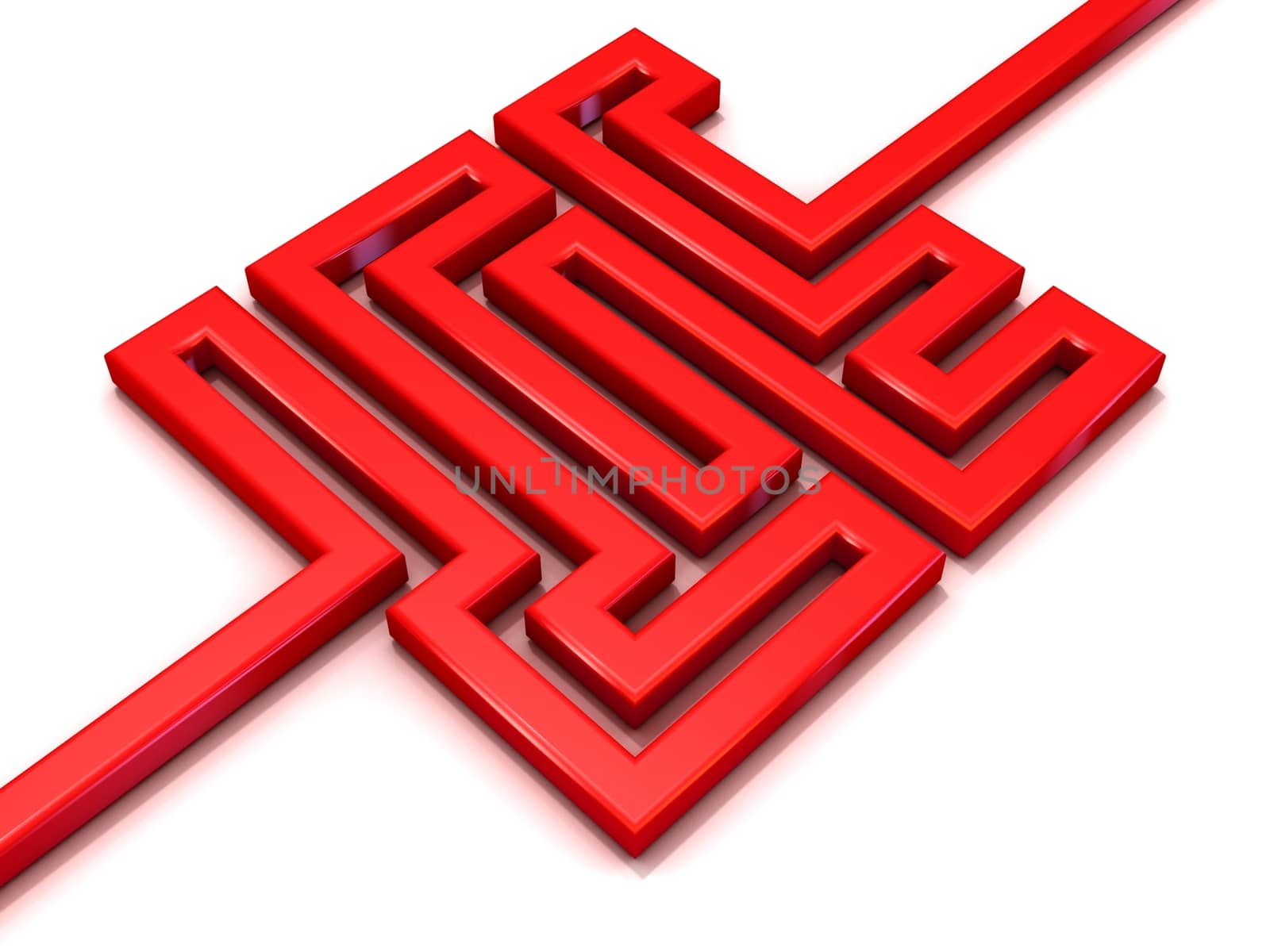 Red path labyrinth. 3D by djmilic
