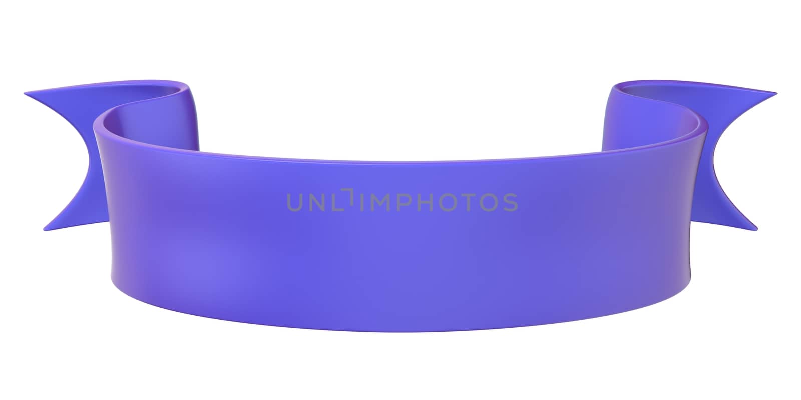 Blue, violet ribbon tag label. 3D render illustration isolated on white background