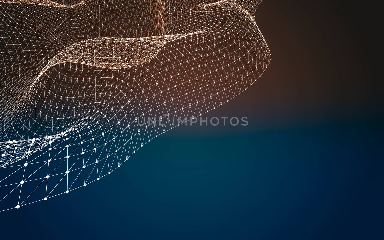 Abstract polygonal space low poly dark background with connecting dots and lines. Connection structure. 3d rendering